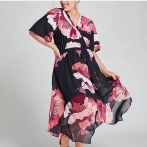 Floral crossover midi dress! (No belt)